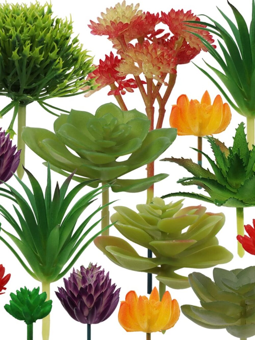 Artificial Succulents Plants, 16pcs Colorful Fake Succulents, Mini Artificial Su